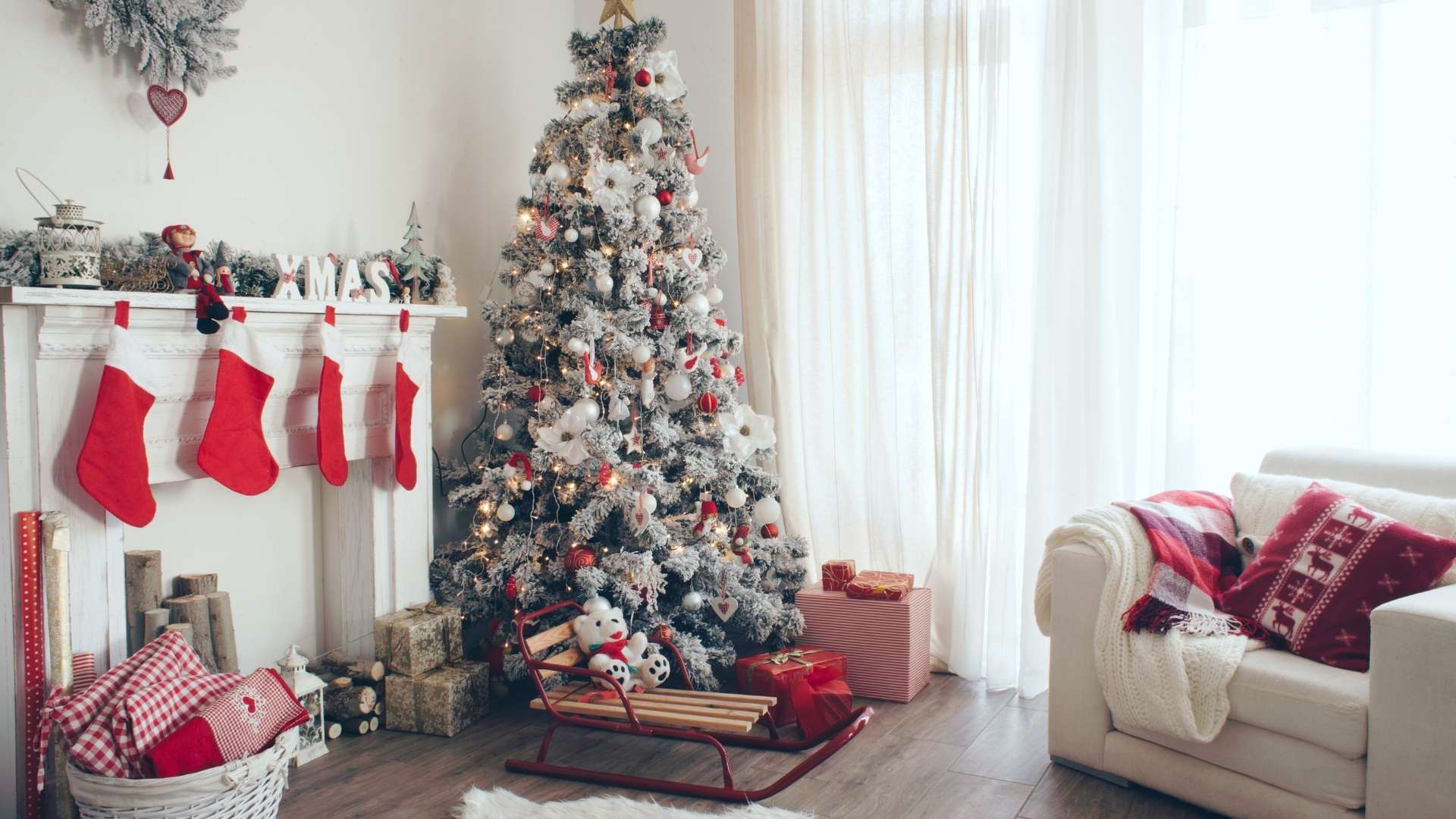 red and white christmas tree